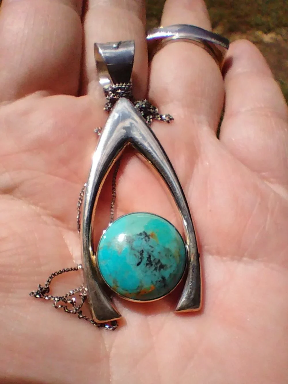 Jay King Gallery Collection Kingman Turquoise Wishbone Pendant 925 Sterling Silv